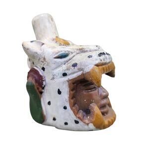 Aztec Death Whistle Clay warrior roar warrior Replica Hand Made Gift 4" tall